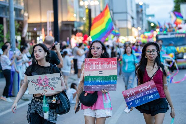 May 24, 2026, Chiang Mai, Thailand: Participants hold handmade placards during attending The Chiang Mai Pride Parade 2026 celebrations. The Chiang Mai Pride Parade 2026 took place in Chiang Mai, Thailand. Chiang Mai province holds Thailandis first Pride Month celebrations annually, promoting gender equality, diversity, and human rights as part of Pride Month activities in northern Thailand. Chiang Mai Thailand  - ZUMAs197 20260524_aaa_s197_120 Copyright: xPongmanatxTasirix
