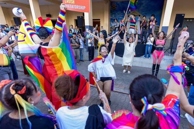 May 24, 2026, Chiang Mai, Thailand: Participants dance and raise rainbow flags during The Chiang Mai Pride Parade 2026 celebrations. The Chiang Mai Pride Parade 2026 took place in Chiang Mai, Thailand. Chiang Mai province holds Thailandis first Pride Month celebrations annually, promoting gender equality, diversity, and human rights as part of Pride Month activities in northern Thailand. Chiang Mai Thailand  - ZUMAs197 20260524_aaa_s197_121 Copyright: xPongmanatxTasirix