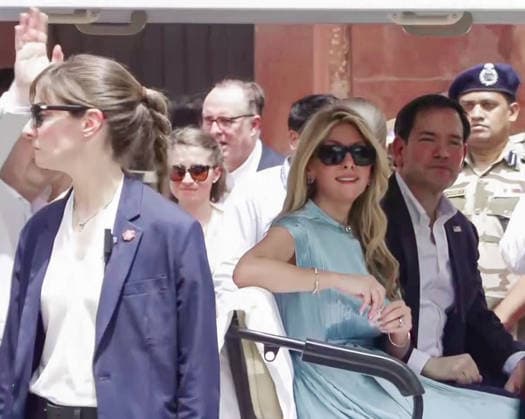 RECORD DATE NOT STATED US Secretary of State Marco Rubio and his wife Jeanette D. Rubio leave from the Taj Mahal Agra Uttar Pradesh , May 25 (ANI): US Secretary of State Marco Rubio and his wife Jeanette D. Rubio leave from the Taj Mahal, in Agra on Monday. (ANI Video Grab) Agra Uttar Pradesh India Copyright: xANIx ANI_20260525004