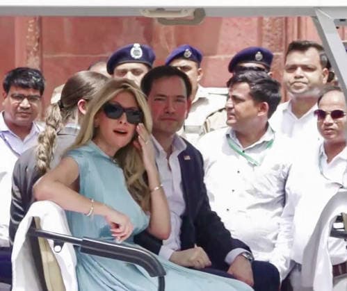 RECORD DATE NOT STATED US Secretary of State Marco Rubio and his wife Jeanette D. Rubio leave from the Taj Mahal Agra Uttar Pradesh , May 25 (ANI): US Secretary of State Marco Rubio and his wife Jeanette D. Rubio leave from the Taj Mahal, in Agra on Monday. (ANI Video Grab) Agra Uttar Pradesh India Copyright: xANIx ANI_20260525005