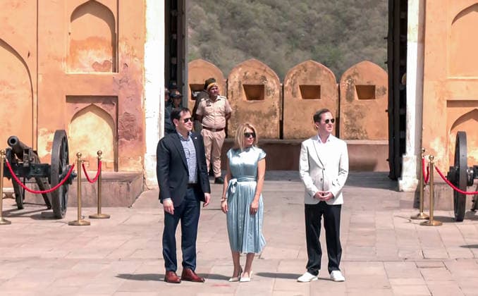 RECORD DATE NOT STATED US Secretary of State Marco Rubio, along with his wife, Jeanette D. Rubio, and US Ambassador to India Sergio Gor, during their visit to Amber Fort Jaipur, May 25 (ANI): US Secretary of State Marco Rubio, along with his wife, Jeanette D. Rubio, and US Ambassador to India Sergio Gor, during their visit to Amber Fort, in Jaipur on Monday. (ANI Video Grab) Jaipur Rajasthan India Copyright: xANIx ANI_20260525119