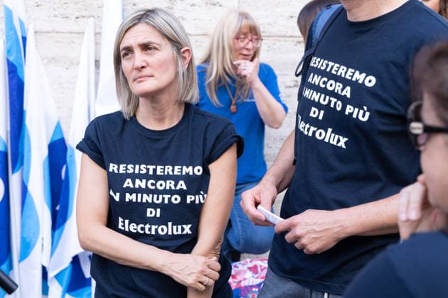 IPA85065749 - Presidium in Rome in front of the headquarters of the Ministry of Enterprise and Made in Italy organized by Electrolux workers  Copyright: xMatteoxNardonex xx 85065749