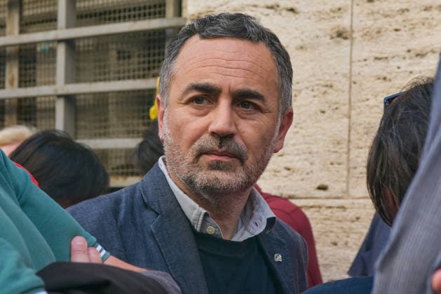 May 25, 2026, Rome, Rome, Italy: Fiom Cgil General Secretary Michele De Palma attends the protest at the Ministry of Enterprises and Made in Italy in Rome on May 26 2026 .The protest is held to demand the withdrawal of the Electrolux industrial plan, which includes 1,700 redundancies across Italian sites, and to safeguard employment and industrial continuity. Rome Italy  - ZUMAn299 20260525_zip_n299_002 Copyright: xVincenzoxNuzzolesex
