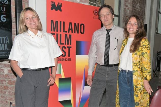 IPA85066479 - Milan,Italy Milano Film Fest 2026 photocall and presentation second edition from June 4 to 9, 2026. In the photo:Claudio Santamaria artistic director Milano Film Fest,Agata De Laurentiis programming director Milano Film Fest,Laura Boy president Fondazione Milano Film Fest  Copyright: xNickxZonnax xNickxZonnax 85066479