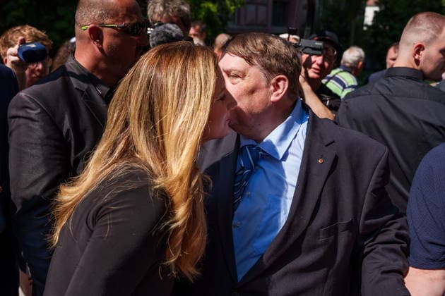 May 25, 2026, Brno, South Moravia, Czech Republic: Mayor of Brno MARKETA VANKOVA and Spokesman of the Sudeten German Landsmannschaft BERND POSSELT (CSU) during a commemorative ceremony honoring the victims of Nazism in Brno, Czech Republic, on May 25, 2026. The 76th Congress of Sudeten Germans took place in Brno, Czech Republic, from May 22 to 25, 2026, marking the first time the event was held in the country. Brno Czech Republic - ZUMAc315 20260525_zsp_c315_039 Copyright: xMichaelxCabalx