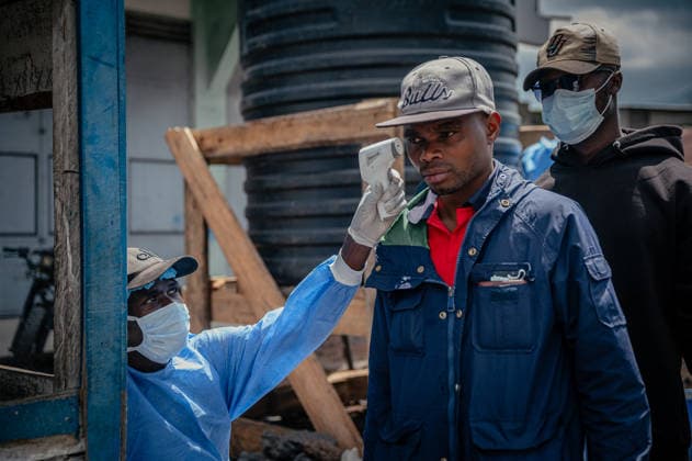 Ebola precautions continue in Democratic Republic of Congo GOMA, DEMOCRATIC REPUBLIC OF THE CONGO - MAY 25: Health workers carry out hand sanitizing, handwashing and temperature screening procedures for travelers at the Kanyaruchinya checkpoint near Goma as part of preventive measures against the Ebola virus in Goma, Democratic Republic of the Congo, on May 25, 2026. Stringer Anadolu Goma Democratic Republic of the Congo. Editorial use only. Please get in touch for any other usage.  Copyright: x2026xAnadoluxStringerx
