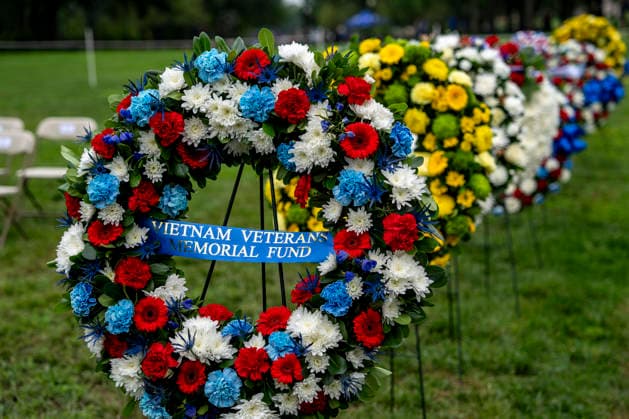 Wreaths await the Memorial Day Observance at the Vietnam Veterans Memorial on Memorial Day in Washington, DC on Monday, May 25, 2026.  WAP20260525322 BONNIExCASH