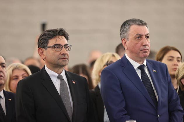 The 108th anniversary of the Republic of Azerbaijan celebrated in Georgia TBILISI, GEORGIA - MAY 25: Turkiye’s Ambassador to Tbilisi, Mustafa Turker Ari (L) attends an event hosted by Azerbaijan’s Ambassador to Tbilisi, Faik Guliyev (R), on the occasion of the 108th anniversary of the establishment of the Republic of Azerbaijan in Tbilisi, Georgia, on May 25, 2026. Davit Kachkachishvili Anadolu Tbilisi Georgia. Editorial use only. Please get in touch for any other usage.  Copyright: x2026xAnadoluxDavitxKachkachishvilix
