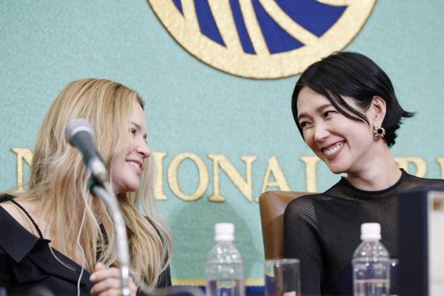 Cannes winners at press conference in Tokyo Actors Tao Okamoto (R) and Virginie Efira attend a press conference at the Japan National Press Club in Tokyo on May 26, 2026, after jointly winning the best actress award at the Cannes Film Festival on May 23 for All of a Sudden, directed by Japan s Ryusuke Hamaguchi, who also attended.  A14AA0005615020P