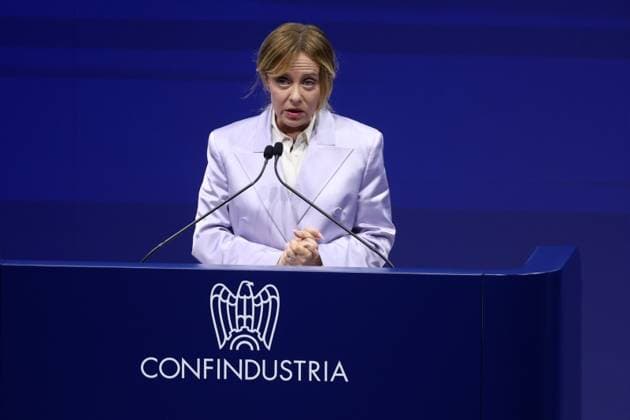 RECORD DATE NOT STATED IPA85085734 - Rome, May 26, 2026: Giorgia Meloni speaks at the Confindustria Public Assembly at the Rome Convention Center La Nuvola in Rome s Eur district. In her speech in front of Italian entrepreneurs, the Prime Minister addresses the issues of industrial policy, competitiveness of the national production system, energy transition and Italy s role in the European and international economic scenario, recalling the need to strengthen investment, employment and dialogue between government and business.  Copyright: xx xx 85085734