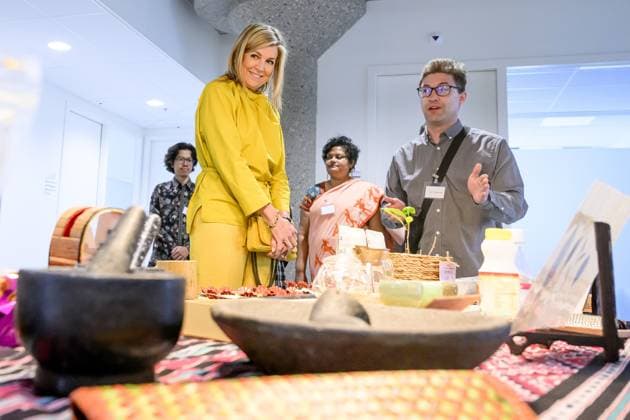 Leiden, The Netherlands, 2026-05-26 11:38:40 LEIDEN, 26-05-2026, KITLV Queen Maxima visits the Royal Institute of Language, Land and Ethnology (KITLV) in Leiden. This year, the KITLV celebrates its 175th anniversary. PHOTO: NLBeeld Patrick van Emst Credit: NL Beeld Patrick van Emst  Copyright: xx x