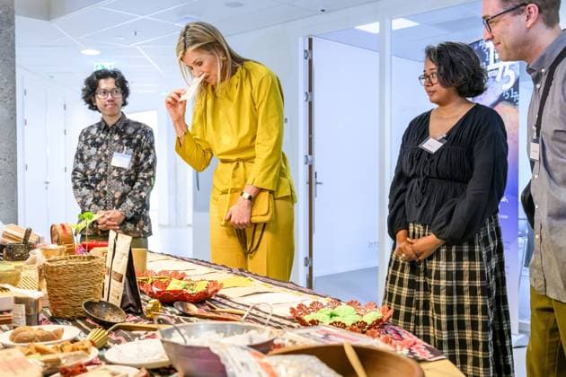 Leiden, The Netherlands, 2026-05-26 11:44:31 LEIDEN, 26-05-2026, KITLV Queen Maxima visits the Royal Institute of Language, Land and Ethnology (KITLV) in Leiden. This year, the KITLV celebrates its 175th anniversary. PHOTO: NLBeeld Patrick van Emst Credit: NL Beeld Patrick van Emst  Copyright: xx x
