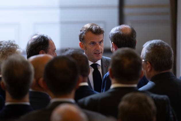President Macron At the French Electricity Team meeting - Paris French President Emmanuel Macron during a press conference as part of a meeting with the French Electricity Team to advance the electrification of France in the coming years, at the Elysee Palace, in Paris on May 26, 2026. Photo by Raphael Lafargue ABACAPRESS.COM Paris France  Copyright: xLafarguexRaphael ABACAx