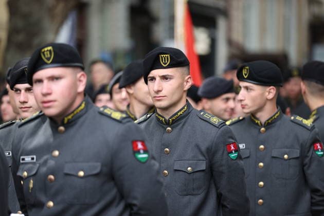 Georgia marks 108th anniversary of the founding of the republic TBILISI, GEORGIA - MAY 26: Newly graduated Georgian Armed Forces soldiers swear in during the military parade to mark the 108th anniversary of the founding of the Republic of Georgia, in Tbilisi, Georgia on May 26, 2026. Davit Kachkachishvili Anadolu Tbilisi Georgia. Editorial use only. Please get in touch for any other usage.  Copyright: x2026xAnadoluxDavitxKachkachishvilix