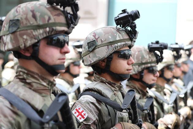 Georgia marks 108th anniversary of the founding of the republic TBILISI, GEORGIA - MAY 26: Georgian Army Soldiers attend the military parade to mark the 108th anniversary of the founding of the Republic of Georgia, in Tbilisi, Georgia on May 26, 2026. Davit Kachkachishvili Anadolu Tbilisi Georgia. Editorial use only. Please get in touch for any other usage.  Copyright: x2026xAnadoluxDavitxKachkachishvilix