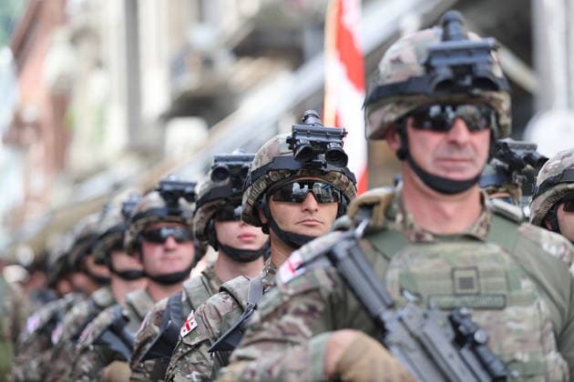 Georgia marks 108th anniversary of the founding of the republic TBILISI, GEORGIA - MAY 26: Georgian Army Soldiers attend the military parade to mark the 108th anniversary of the founding of the Republic of Georgia, in Tbilisi, Georgia on May 26, 2026. Davit Kachkachishvili Anadolu Tbilisi Georgia. Editorial use only. Please get in touch for any other usage.  Copyright: x2026xAnadoluxDavitxKachkachishvilix