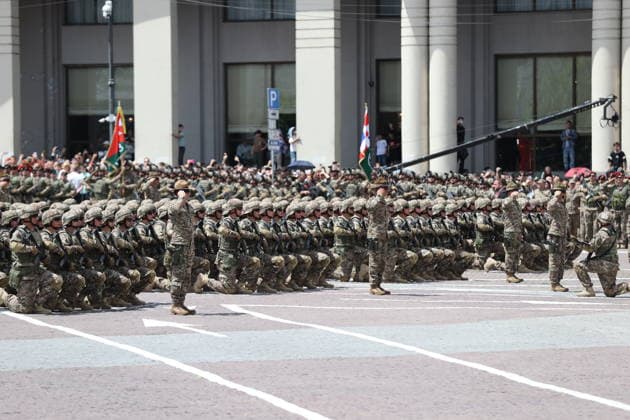 Georgia marks 108th anniversary of the founding of the republic TBILISI, GEORGIA - MAY 26: Georgian Army Soldiers attend the military parade to mark the 108th anniversary of the founding of the Republic of Georgia, in Tbilisi, Georgia on May 26, 2026. Davit Kachkachishvili Anadolu Tbilisi Georgia. Editorial use only. Please get in touch for any other usage.  Copyright: x2026xAnadoluxDavitxKachkachishvilix