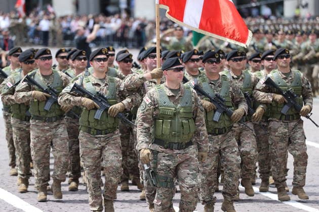 Georgia marks 108th anniversary of the founding of the republic TBILISI, GEORGIA - MAY 26: Georgian Army Soldiers attend the military parade to mark the 108th anniversary of the founding of the Republic of Georgia, in Tbilisi, Georgia on May 26, 2026. Davit Kachkachishvili Anadolu Tbilisi Georgia. Editorial use only. Please get in touch for any other usage.  Copyright: x2026xAnadoluxDavitxKachkachishvilix