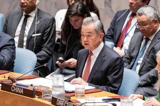 May 26, 2026, New York, New York, USA: Wang Yi, Member of the Political Bureau of the.CPC Central Committee and Minister for Foreign Affairs presides over the Security Council meeting on Upholding the purposes and principles of the UN Charter and strengthening the UN-centered international system at UN Headquarters in New York, NY on May 26, 2026. China organized this meeting as it is a President of Security Council for the month of May. New York USA  - ZUMAr339 20260526_znp_r339_018 Copyright: xLevxRadinx