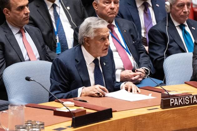 May 26, 2026, New York, New York, USA: Mohammad Ishaq Dar, Deputy Prime Minister and Minister for Foreign Affairs of Pakistan speaks during Security Council meeting on Upholding the purposes and principles of the UN Charter and strengthening the UN-centered international system at UN Headquarters in New York, NY on May 26, 2026. China organized this meeting as it is a President of Security Council for the month of May. New York USA  - ZUMAr339 20260526_znp_r339_027 Copyright: xLevxRadinx