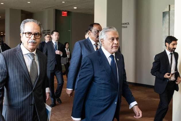 May 26, 2026, New York, New York, USA: Mohammad Ishaq Dar, Deputy Prime Minister and Minister for Foreign Affairs of Pakistan arrives for the Security Council meeting on Upholding the purposes and principles of the UN Charter and strengthening the UN-centered international system at UN Headquarters in New York, NY on May 26, 2026. China organized this meeting as it is a President of Security Council for the month of May. New York USA - ZUMAr339 20260526_znp_r339_001 Copyright: xLevxRadinx