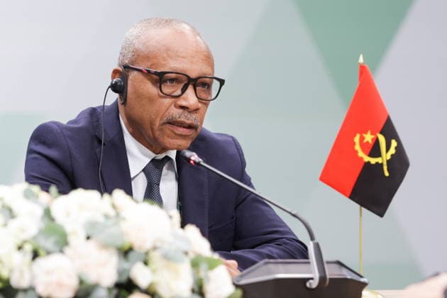 RUSSIA, MOSCOW REGION - MAY 26, 2026: Minister of National Defence of the Republic of Angola, Lucio Goncalves Amaral during a meeting with Russian Security Council Secretary Sergei Shoigu on the sidelines of the 1st International Security Forum. Mikhail Sinitsyn TASS  93064042
