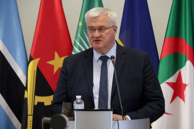 RECORD DATE NOT STATED Ukrainian Foreign Minister Andrii Sybiha delivers a speech during the forum Ukraine–Africa: Past, Present and Future of Relations, organized to mark Africa Day 2026 in Ukraine at the Hennadii Udovenko Diplomatic Academy of Ukraine under the Ministry of Foreign Affairs, Kyiv, Ukraine, on May 26, 2026 (Photo by Pavlo Bahmut Ukrinform) Forum Ukraine–Africa Past, Present and Future of Relations held in Kyiv  Copyright: xPavloxBahmutx