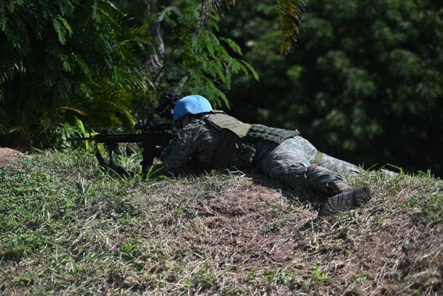 UN to assess whether the Brazilian Navy Marine Corps remains at the top of the global rankings for peacekeeping readiness RIO DE JANEIRO, BRAZIL, MAY 26 : A view of the Brazilian Army forces training as in the coming days, the UN will assess whether the Brazilian Navy Marine Corps remains at the top of the global rankings for peacekeeping readiness in Rio de Janeiro, Brazil on May 26, 2026. The Brazilian Navy Marine Corps undergoes rigorous inspections by the UN (United Nations) to certify and recertify elite troops at the highest level. The most recent operational assessment, held at the Ilha do Governador Naval Complex, involved more than 500 military personnel, bomb disposal robots, drones, armored vehicles, and machine guns in combat a  Copyright: x2026xAnadoluxFabioxTeixeirax