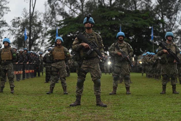 UN to assess whether the Brazilian Navy Marine Corps remains at the top of the global rankings for peacekeeping readiness RIO DE JANEIRO, BRAZIL, MAY 26 : A view of the Brazilian Army forces training as in the coming days, the UN will assess whether the Brazilian Navy Marine Corps remains at the top of the global rankings for peacekeeping readiness in Rio de Janeiro, Brazil on May 26, 2026. The Brazilian Navy Marine Corps undergoes rigorous inspections by the UN (United Nations) to certify and recertify elite troops at the highest level. The most recent operational assessment, held at the Ilha do Governador Naval Complex, involved more than 500 military personnel, bomb disposal robots, drones, armored vehicles, and machine guns in combat a  Copyright: x2026xAnadoluxFabioxTeixeirax