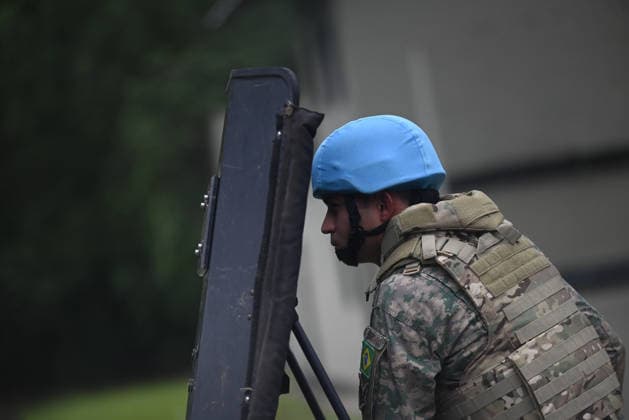 UN to assess whether the Brazilian Navy Marine Corps remains at the top of the global rankings for peacekeeping readiness RIO DE JANEIRO, BRAZIL, MAY 26 : A view of the Brazilian Army forces training as in the coming days, the UN will assess whether the Brazilian Navy Marine Corps remains at the top of the global rankings for peacekeeping readiness in Rio de Janeiro, Brazil on May 26, 2026. The Brazilian Navy Marine Corps undergoes rigorous inspections by the UN (United Nations) to certify and recertify elite troops at the highest level. The most recent operational assessment, held at the Ilha do Governador Naval Complex, involved more than 500 military personnel, bomb disposal robots, drones, armored vehicles, and machine guns in combat a  Copyright: x2026xAnadoluxFabioxTeixeirax