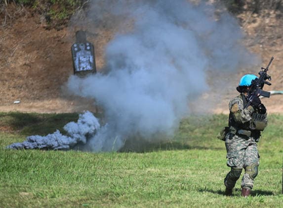 UN to assess whether the Brazilian Navy Marine Corps remains at the top of the global rankings for peacekeeping readiness RIO DE JANEIRO, BRAZIL, MAY 26 : A view of the Brazilian Army forces training as in the coming days, the UN will assess whether the Brazilian Navy Marine Corps remains at the top of the global rankings for peacekeeping readiness in Rio de Janeiro, Brazil on May 26, 2026. The Brazilian Navy Marine Corps undergoes rigorous inspections by the UN (United Nations) to certify and recertify elite troops at the highest level. The most recent operational assessment, held at the Ilha do Governador Naval Complex, involved more than 500 military personnel, bomb disposal robots, drones, armored vehicles, and machine guns in combat a  Copyright: x2026xAnadoluxFabioxTeixeirax