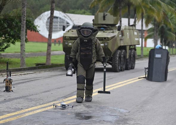 UN to assess whether the Brazilian Navy Marine Corps remains at the top of the global rankings for peacekeeping readiness RIO DE JANEIRO, BRAZIL, MAY 26 : A view of the Brazilian Army forces training as in the coming days, the UN will assess whether the Brazilian Navy Marine Corps remains at the top of the global rankings for peacekeeping readiness in Rio de Janeiro, Brazil on May 26, 2026. The Brazilian Navy Marine Corps undergoes rigorous inspections by the UN (United Nations) to certify and recertify elite troops at the highest level. The most recent operational assessment, held at the Ilha do Governador Naval Complex, involved more than 500 military personnel, bomb disposal robots, drones, armored vehicles, and machine guns in combat a  Copyright: x2026xAnadoluxFabioxTeixeirax
