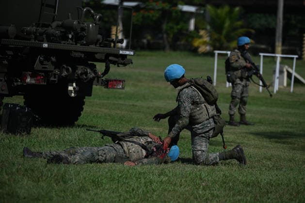 UN to assess whether the Brazilian Navy Marine Corps remains at the top of the global rankings for peacekeeping readiness RIO DE JANEIRO, BRAZIL, MAY 26 : A view of the Brazilian Army forces training as in the coming days, the UN will assess whether the Brazilian Navy Marine Corps remains at the top of the global rankings for peacekeeping readiness in Rio de Janeiro, Brazil on May 26, 2026. The Brazilian Navy Marine Corps undergoes rigorous inspections by the UN (United Nations) to certify and recertify elite troops at the highest level. The most recent operational assessment, held at the Ilha do Governador Naval Complex, involved more than 500 military personnel, bomb disposal robots, drones, armored vehicles, and machine guns in combat a  Copyright: x2026xAnadoluxFabioxTeixeirax