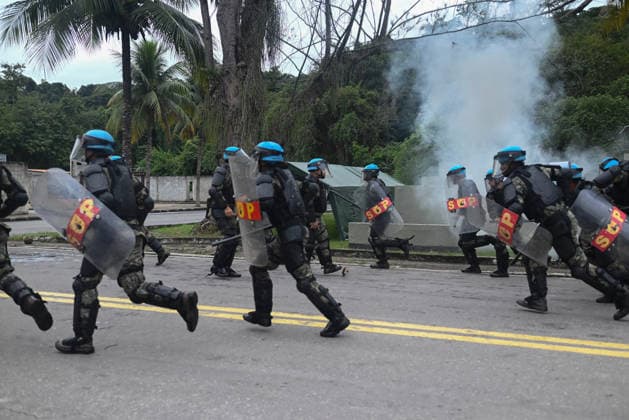 UN to assess whether the Brazilian Navy Marine Corps remains at the top of the global rankings for peacekeeping readiness RIO DE JANEIRO, BRAZIL, MAY 26 : A view of the Brazilian Army forces training as in the coming days, the UN will assess whether the Brazilian Navy Marine Corps remains at the top of the global rankings for peacekeeping readiness in Rio de Janeiro, Brazil on May 26, 2026. The Brazilian Navy Marine Corps undergoes rigorous inspections by the UN (United Nations) to certify and recertify elite troops at the highest level. The most recent operational assessment, held at the Ilha do Governador Naval Complex, involved more than 500 military personnel, bomb disposal robots, drones, armored vehicles, and machine guns in combat a  Copyright: x2026xAnadoluxFabioxTeixeirax