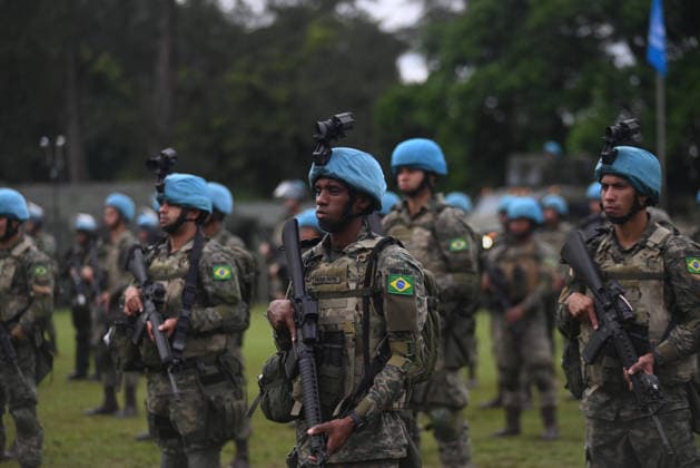 UN to assess whether the Brazilian Navy Marine Corps remains at the top of the global rankings for peacekeeping readiness RIO DE JANEIRO, BRAZIL, MAY 26 : A view of the Brazilian Army forces training as in the coming days, the UN will assess whether the Brazilian Navy Marine Corps remains at the top of the global rankings for peacekeeping readiness in Rio de Janeiro, Brazil on May 26, 2026. The Brazilian Navy Marine Corps undergoes rigorous inspections by the UN (United Nations) to certify and recertify elite troops at the highest level. The most recent operational assessment, held at the Ilha do Governador Naval Complex, involved more than 500 military personnel, bomb disposal robots, drones, armored vehicles, and machine guns in combat a  Copyright: x2026xAnadoluxFabioxTeixeirax