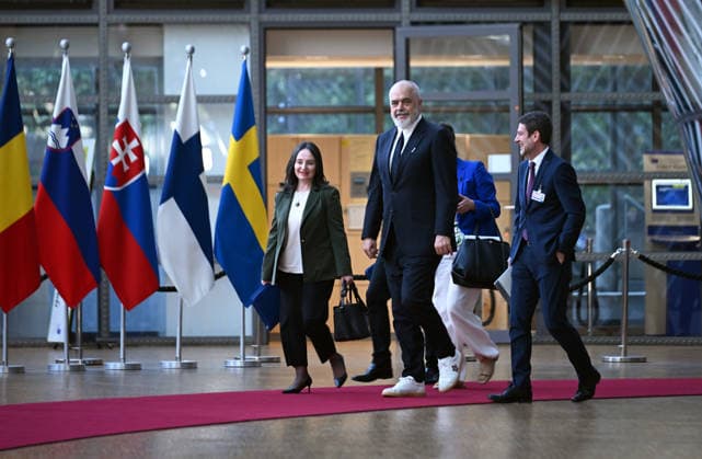 The 8th EU-Albania Accession Conference in Brussels BRUSSELS, BELGIUM - MAY 26: Albanian Prime Minister Edi Rama (C) attends the 8th EU-Albania Accession Conference in Brussels, Belgium, on May 26, 2026. Dursun Aydemir Anadolu Brussels Belgium. Editorial use only. Please get in touch for any other usage.  Copyright: x2026xAnadoluxDursunxAydemirx
