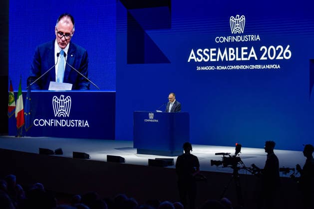 Italian institutional, political, and trade union leaders gather for the Confindustria Annual Assembly in Rome President of Confindustria Emanuele Orsini speaks during the Annual Assembly in Rome. Rome Italy Copyright: xVincenzoxNuzzolesex xSOPAxImagesx vnuzzolese_2026_05_26_20