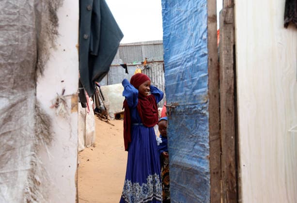 Camps turn into permanent settlements amid ongoing crisis in Somalia MOGADISHU, SOMALIA - MAY 26: A girl is seen as millions of people living in camps that have gradually turned into permanent settlements, where they continue to face difficult living conditions amid insecurity, conflict and drought in the capital Mogadishu, Somalia, on May 26, 2026. Metin Yuksel Kaya Anadolu Mogadishu Somalia. Editorial use only. Please get in touch for any other usage.  Copyright: x2026xAnadoluxMetinxYukselxKayax