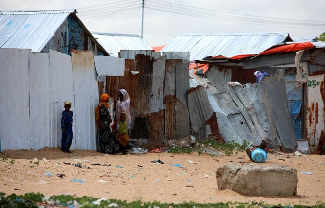 Camps turn into permanent settlements amid ongoing crisis in Somalia MOGADISHU, SOMALIA - MAY 26: Children are seen at a tent camp as millions of people living in camps that have gradually turned into permanent settlements, where they continue to face difficult living conditions amid insecurity, conflict and drought in the capital Mogadishu, Somalia, on May 26, 2026. Metin Yuksel Kaya Anadolu Mogadishu Somalia. Editorial use only. Please get in touch for any other usage.  Copyright: x2026xAnadoluxMetinxYukselxKayax