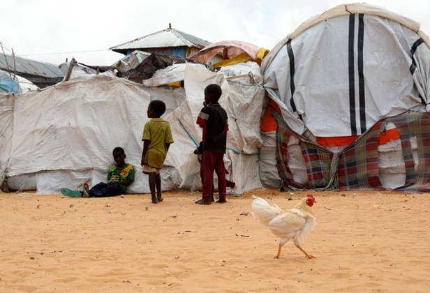 Camps turn into permanent settlements amid ongoing crisis in Somalia MOGADISHU, SOMALIA - MAY 26: Children are seen in front of tents as millions of people living in camps that have gradually turned into permanent settlements, where they continue to face difficult living conditions amid insecurity, conflict and drought in the capital Mogadishu, Somalia, on May 26, 2026. Metin Yuksel Kaya Anadolu Mogadishu Somalia. Editorial use only. Please get in touch for any other usage.  Copyright: x2026xAnadoluxMetinxYukselxKayax