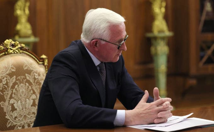 May 26, 2026, Moscow, Moscow Oblast, Russia: Russian Union of Industrialists and Entrepreneurs president Alexander Shokhin delivers his report to Russian President Vladimir Putin, during a face-to-face meeting at the Kremlin, May 26, 2026 in Moscow, Russia. Moscow Russia - ZUMAp138 20260526_zaa_p138_003 Copyright: xVyacheslavxProkofyev RussianxGovx