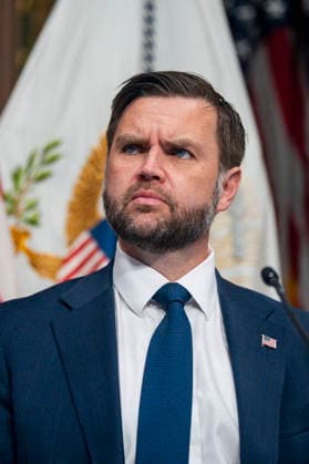 Vice President JD Vance attends a roundtable on anti-fraud initiatives in the Indian Treaty Room in the Eisenhower Executive Building near the White House in Washington, DC on Tuesday, May 26, 2026.  WAP20260526311 BONNIExCASH