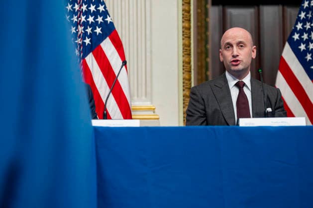 White House Chief of Staff for Policy Stephen Miller speaks during a roundtable on anti-fraud initiatives in the Indian Treaty Room in the Eisenhower Executive Building near the White House in Washington, DC on Tuesday, May 26, 2026.  WAP20260526312 BONNIExCASH