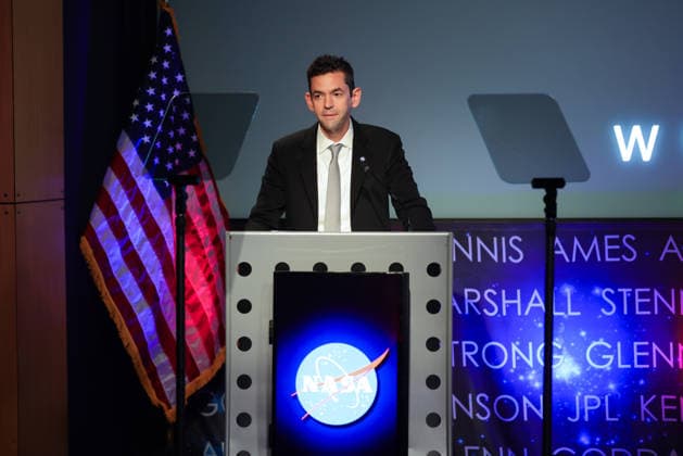 May 26, 2026, Washington, District Of Columbia, USA: NASA Administrator JARED ISAACMAN speaks at a press conference announcing Moon Base plans and mission progress at NASA Headquarters in Washington, D.C. on May 26, 2026. NASA s Moon Base program is a long-term lunar exploration and infrastructure initiative designed to enable sustained human presence at the lunar South Pole. Washington USA  - ZUMAd227 20260526_znp_d227_005 Copyright: xBryanxDozierx