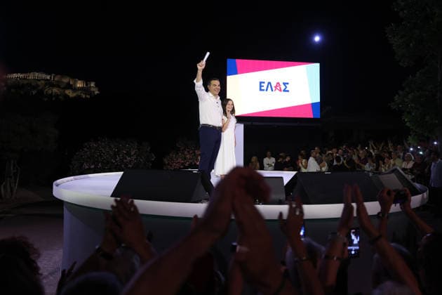 Alexis Tsipras unveils new political party in Athens ATHENS, GREECE - MAY 26: Greek former Prime Minister Alexis Tsipras (L) waves during the presentation of his new political party in Athens, Greece, on May 26, 2026. Costas Baltas Anadolu Athens Greece. Editorial use only. Please get in touch for any other usage.  Copyright: x2026xAnadoluxCostasxBaltasx