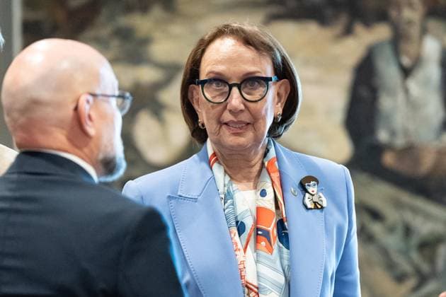May 26, 2026, New York, New York, USA: Rebecca Grynspan, economist and former vice president of Costa Rica who is running to succeed Antonio Guterres as Secretary-General seen on sidelines of Security Council meeting on Upholding the purposes and principles of the UN Charter and strengthening the UN-centered international system at UN Headquarters in New York, NY on May 26, 2026. China organized this meeting as it is a President of Security Council for the month of May. New York USA  - ZUMAr339 20260526_znp_r339_043 Copyright: xLevxRadinx