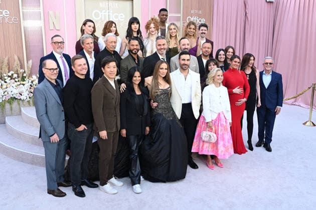 Premiere of Office Romance LOS ANGELES, CALIFORNIA - MAY 26:Doug Belgrad, Andrew Swett, Joe Kelly, Dan Lin, Aaron Ryder, Betty Gilpin, Edward James Olmos, Bela Bajaria, Benny Medina, Jennifer Lopez, Ol Parker, Mary Wiseman, Donald Elise Watkins, Brett Goldstein, Tony Hale, Michelle Hurd, Jason Young, Amy Sedaris, Elaine Goldsmith-Thomas, Scott Seiss, Ivanna Martinez, Courtney Baxter, Jackie Sandler and Tony Plana at the world premiere of Netflix s Office Romance at The Egyptian Theatre Hollywood on May 26, 2026 in Los Angeles, California. Credit: Michael Mattes AdMedia EDITORIAL USE ONLY  Copyright: xx AdMediax admphotostwo992478