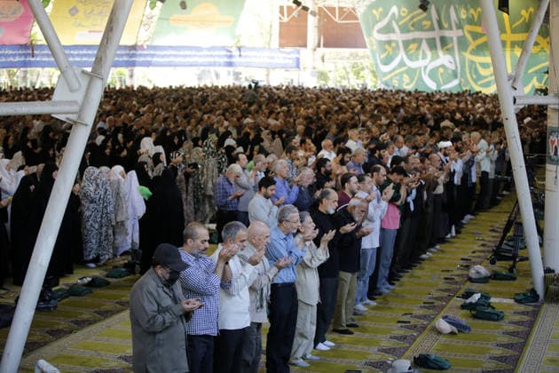 Thousands gather at Tehran University campus for Eid al-Adha prayer in Iran TEHRAN, IRAN - MAY 27: Muslim worshippers perform the Eid al-Adha (Feast of Sacrifice) prayer at the Tehran University campus in Tehran, Iran, on May 27, 2026. Fatemeh Bahrami Anadolu Tehran Iran. Editorial use only. Please get in touch for any other usage.  Copyright: x2026xAnadoluxFatemehxBahramix