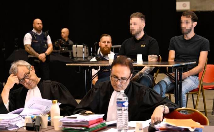 Paolo and Antonino Falzone Trial 27 05 2026 MONS, BELGIUM - MAY 27 : Lawyer Fabrice Guttadauria (Antonino Falzone) & Franck Discepoli (Paolo Falzone) pictured during the Paolo and Antonino Falzone Trial : the trial concerns the Strépy-Bracquegnies tragedy of 2022, in which a car crashed into a carnival procession, killing seven people and injuring many others on May 27, 2026 in Mons, Belgium, 27 05 2026 Mons Belgium  Copyright: xDidierxLebrunx