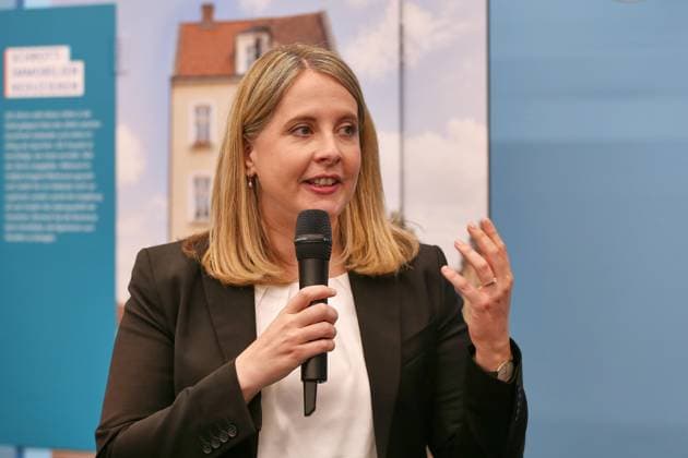 Berlin, Deutschland, 27.05.2026: Baumnisterium: Pressestatement zur Modernisierung des Städtebau- und Raumordnungsrechts: Bundesministerin für Wohnen, Stadtentwicklung und Bauwesen Verena Hubertz (SPD) *** Berlin, Germany, 27 05 2026 Baumnisterium Press statement on the modernization of urban development and spatial planning law Federal Minister of Housing, Urban Development and Building Verena Hubertz SPD Copyright: xdtsxNachrichtenagenturx dts_120857